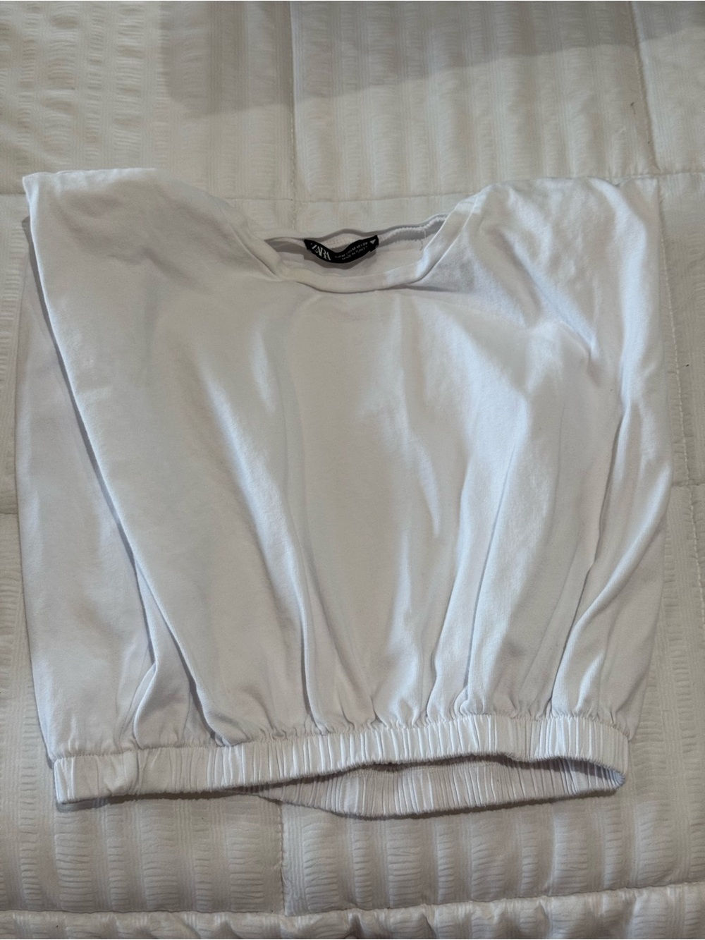 Women’s White Cropped Shoulder Pad Top